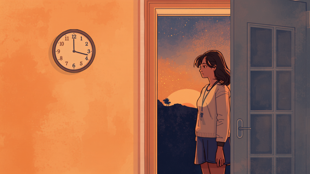 門限の時間を気にしながら思春期の子どもの帰宅を待つ母親のイラスト