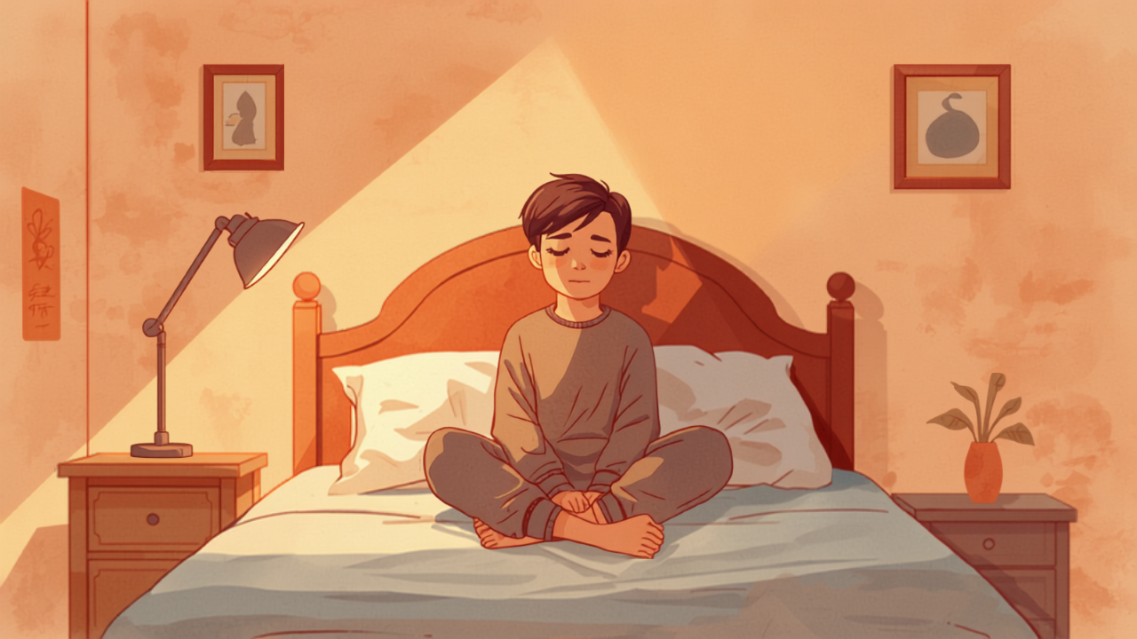 夜遅くまで起きている思春期の子どもの様子のイラスト
